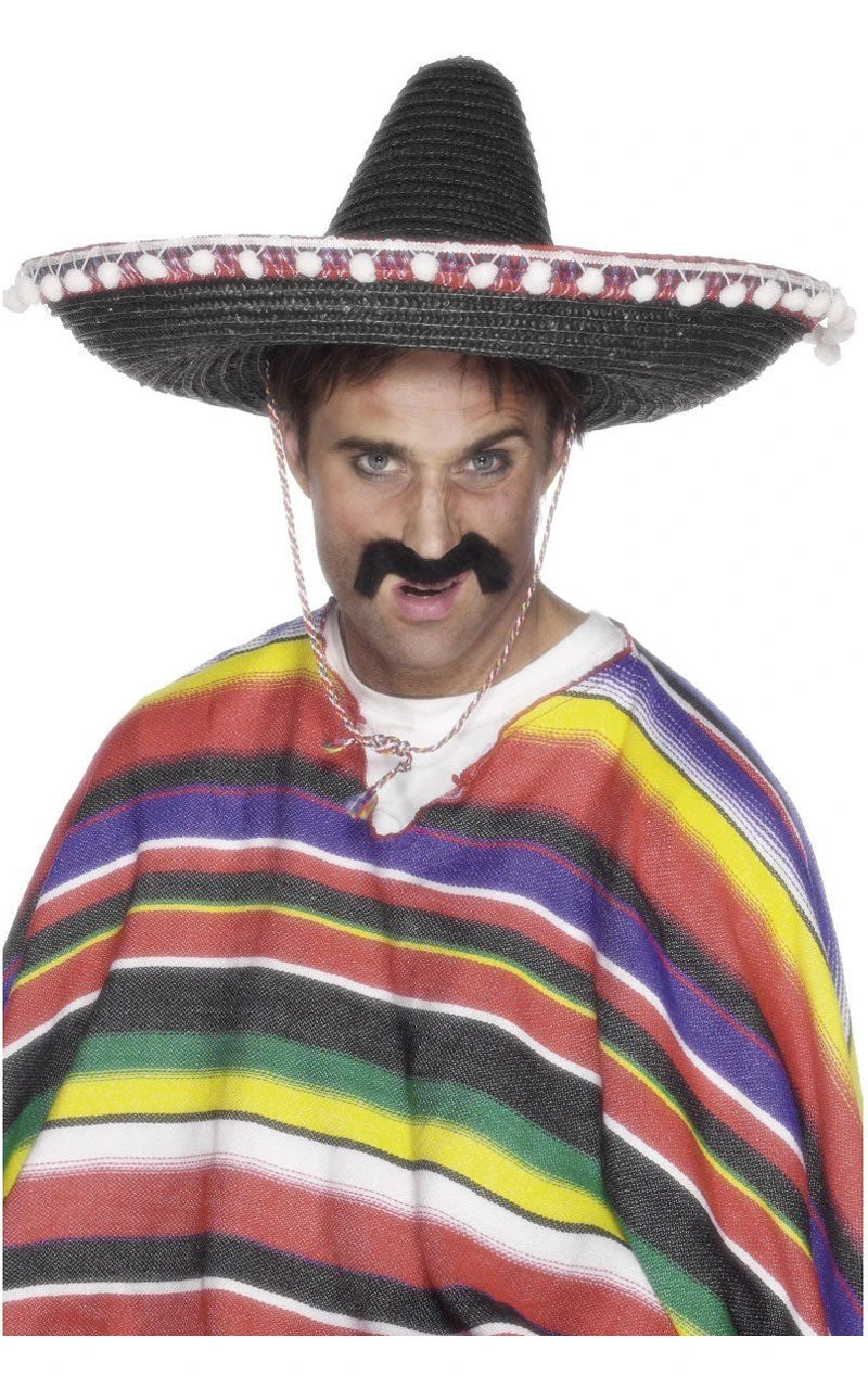 Smiffys Black Straw Sombrero Accessory 1 Smiffys Black Straw Sombrero Accessory