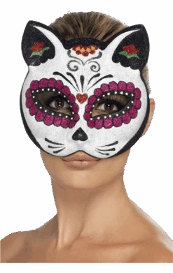 Smiffys Sugar Skull Cat Facepiece Accessory