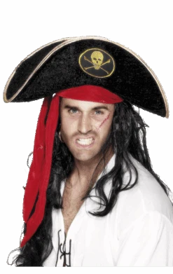 Smiffys Pirate Hat With Red/Gold Trim