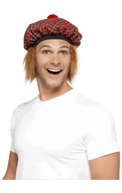 Smiffys Scottish Hat With Hair Accessory