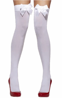Smiffys Thigh High White Bow Stockings