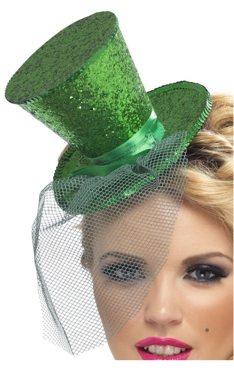 Smiffys Womens Mini Green Top Hat Accessory 1 Smiffys Womens Mini Green Top Hat Accessory