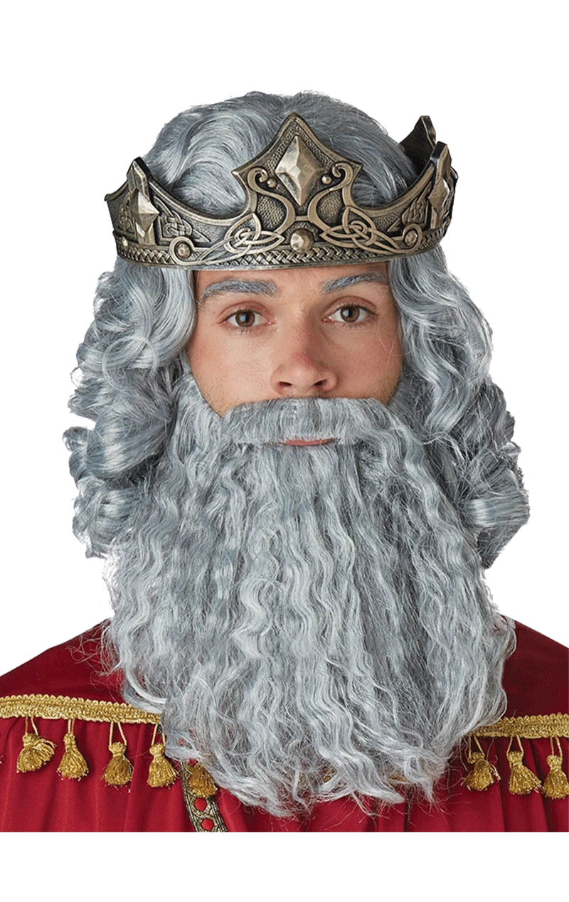 Adult Grey Biblical King Wig And Beard Set 1 Adult Grey Biblical King Wig And Beard Set
