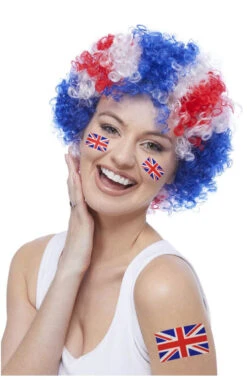 GENERIC Unisex Union Jack Afro Wig