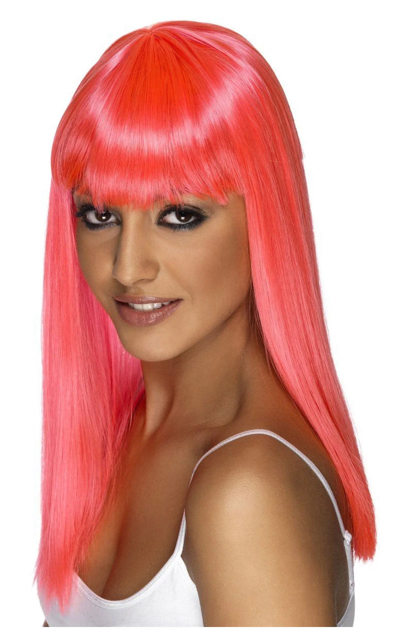 Smiffys Glamourama Wig Neon Pink 1 Smiffys Glamourama Wig Neon Pink