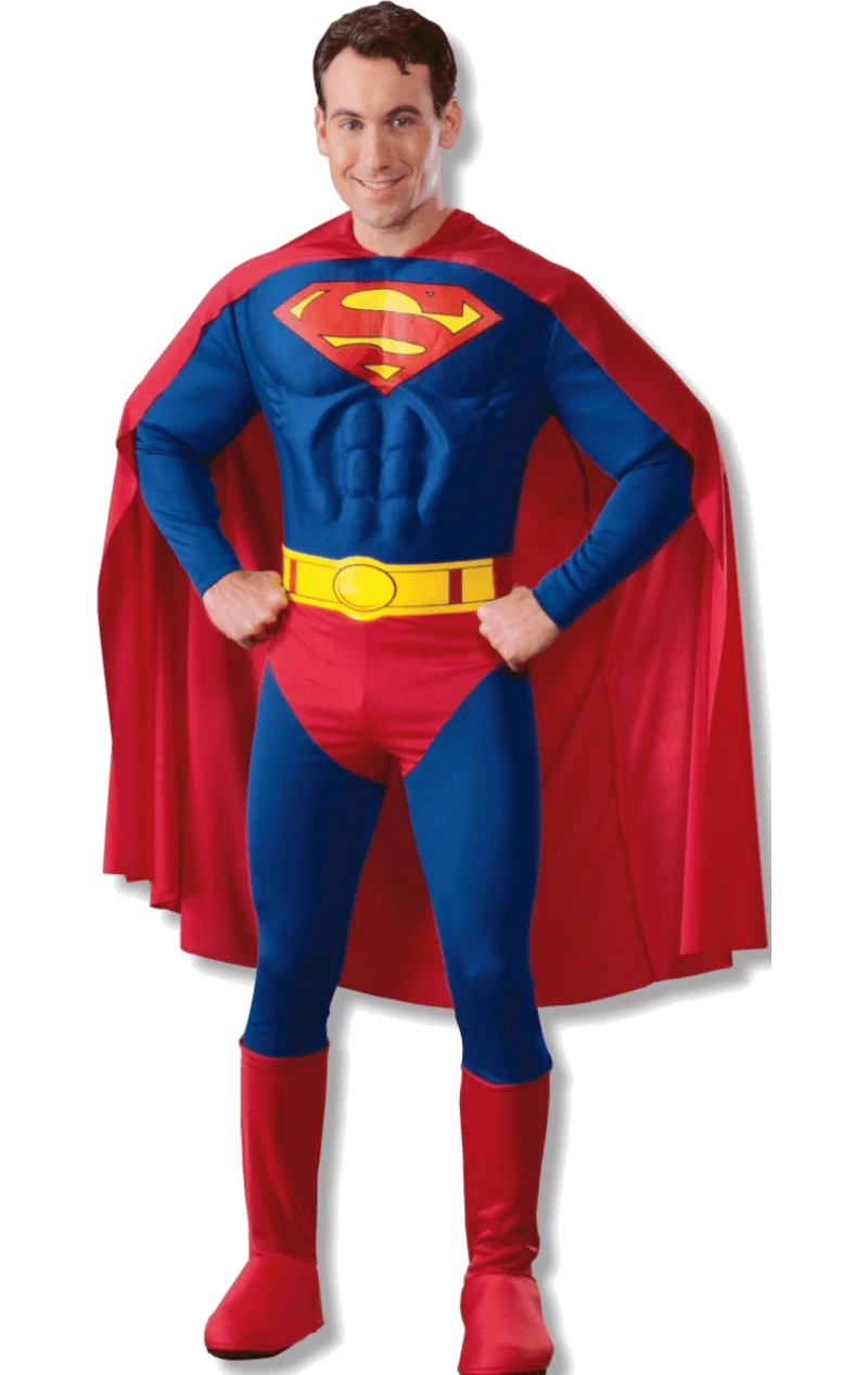 Mens Classic Muscle Superman Costume 1 Mens Classic Muscle Superman Costume
