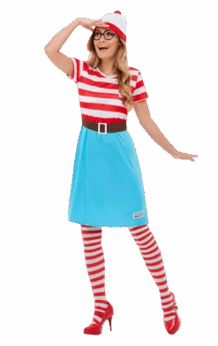 Smiffys Adult Where's Wally? Wenda Dress Costume