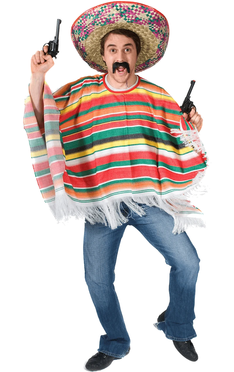 Adult Mexican Rainbow Poncho 1 Adult Mexican Rainbow Poncho