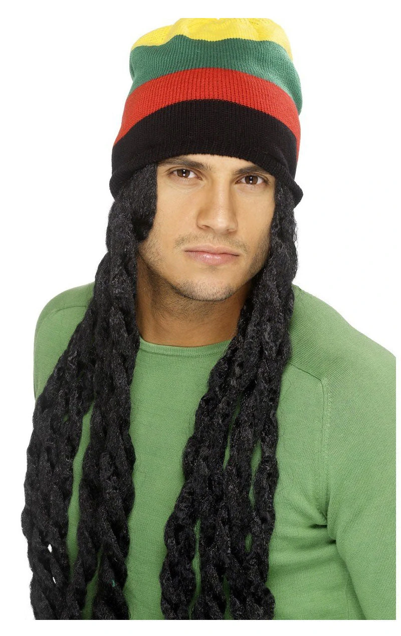 Smiffys Rasta Hat With Dreadlocks Accessory 1 Smiffys Rasta Hat With Dreadlocks Accessory