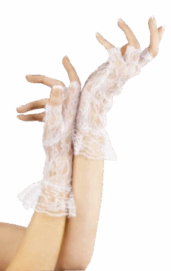 Smiffys Adult White Short Lace Fingerless Gloves