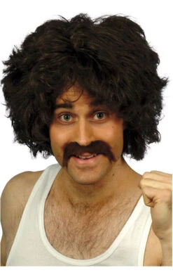 Smiffys 118 Brown Wig & Moustache Set