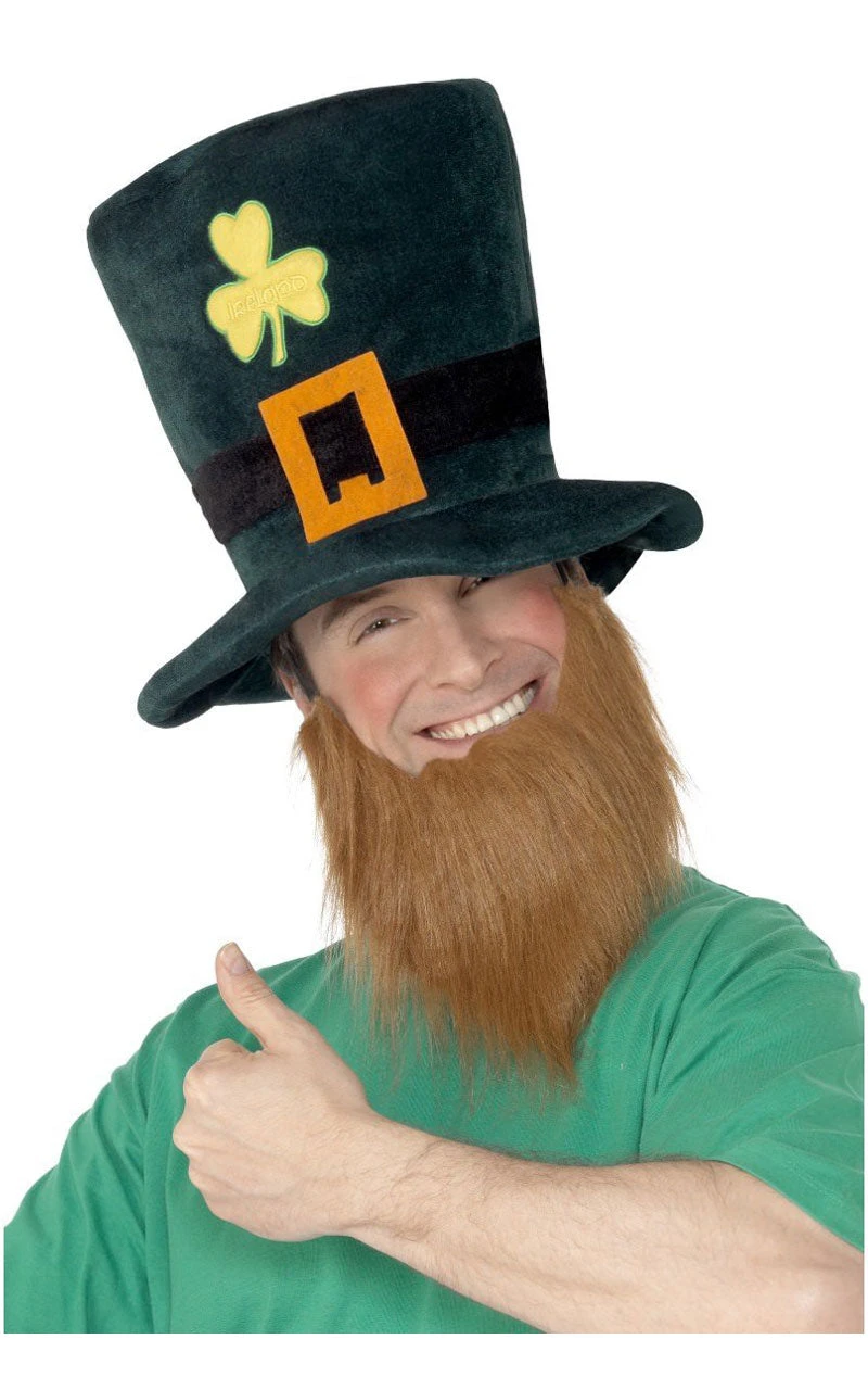 Smiffys Adult Irish Leprechaun Hat & Beard 2 Smiffys Adult Irish Leprechaun Hat & Beard - Image 2