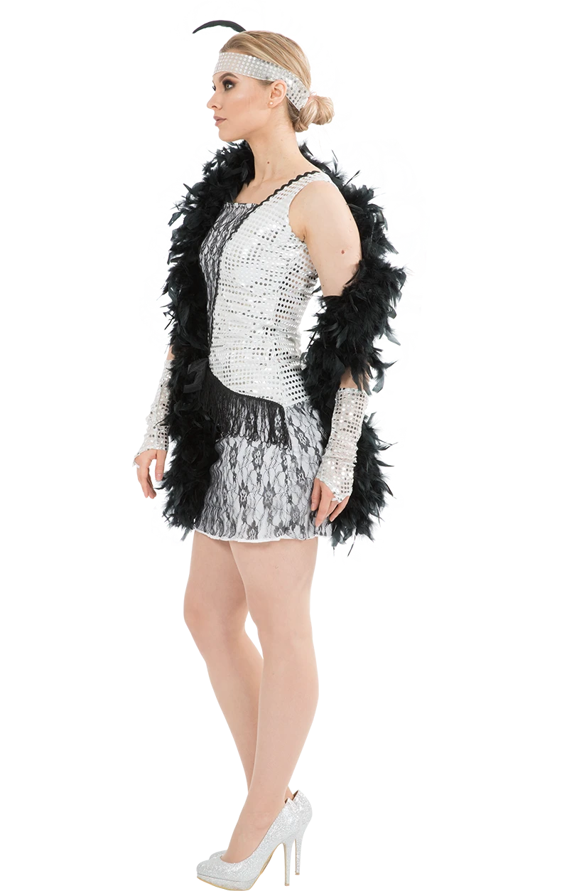 Womens 1920s Silver Flapper Costume 2 Womens 1920s Silver Flapper Costume - Image 2