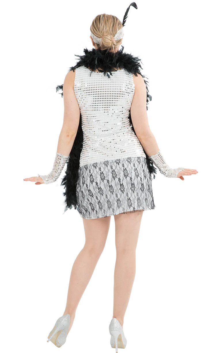 Womens 1920s Silver Flapper Costume 3 Womens 1920s Silver Flapper Costume - Image 3