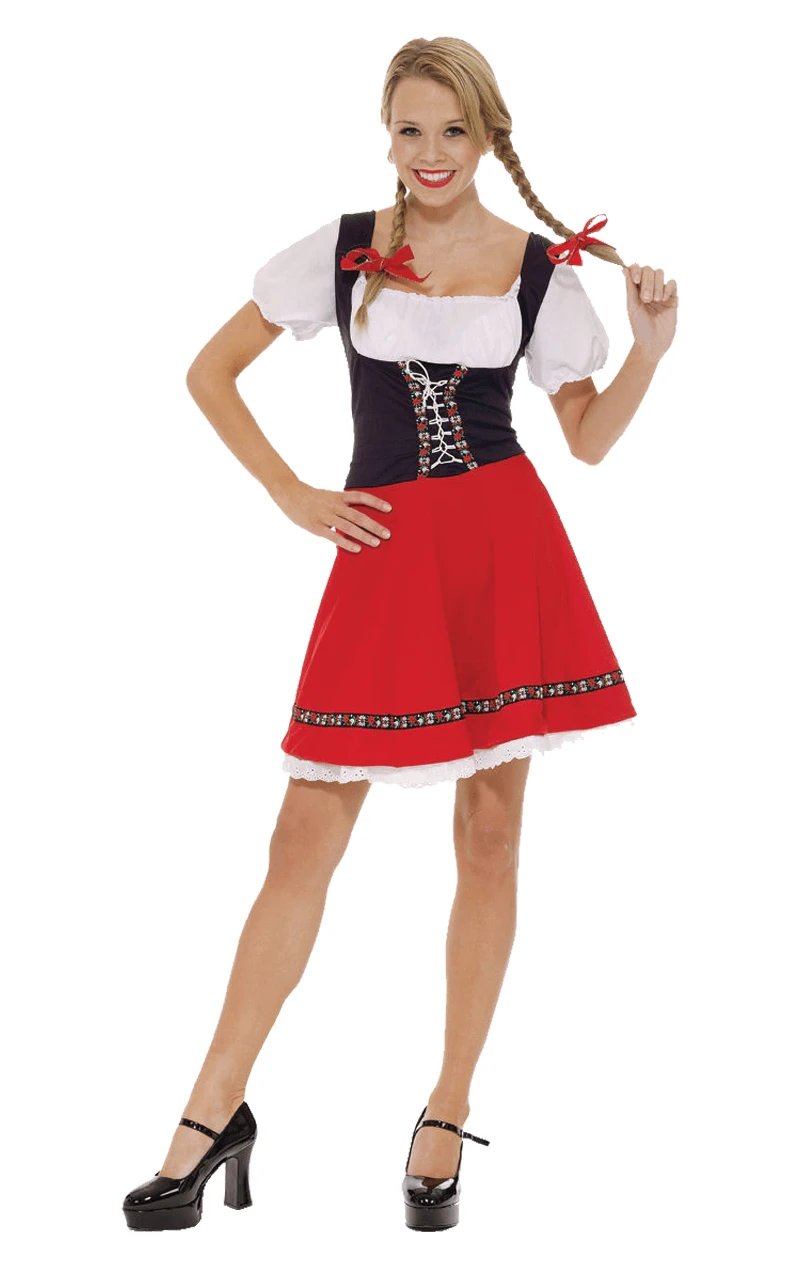 Womens Red Oktoberfest Bavarian Costume 1 Womens Red Oktoberfest Bavarian Costume
