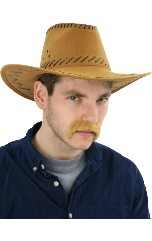 Brown Leather Stitched Cowboy Hat 1 Brown Leather Stitched Cowboy Hat