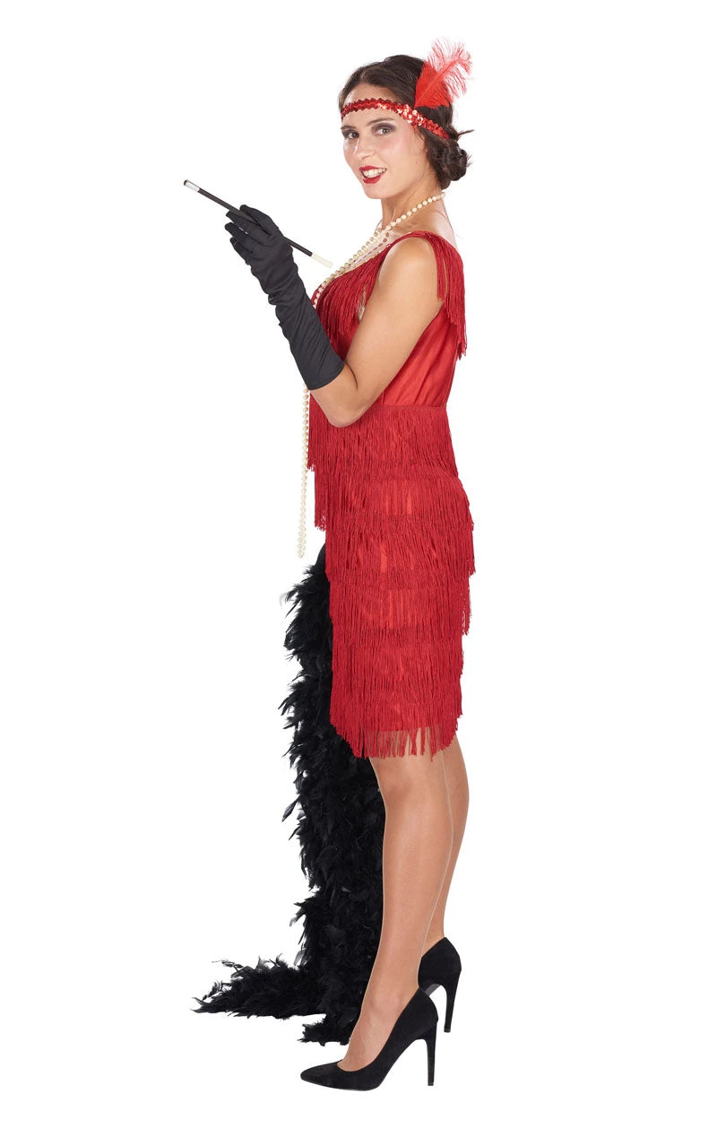 Adult 1920s Red Flapper Costume 2 Adult 1920s Red Flapper Costume - Image 2