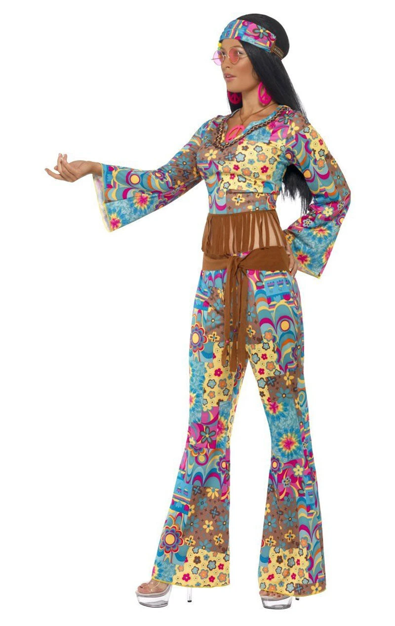 Smiffys Flower Hippy Costume 2 Smiffys Flower Hippy Costume - Image 2