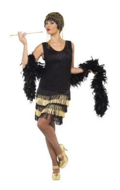 Smiffys Golden Fringe Flapper Dress