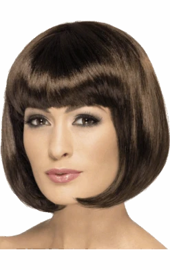 Smiffys Short Brown Bob Wig With Fringe