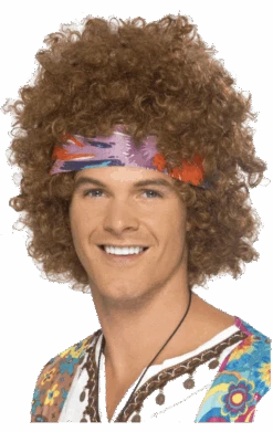 Smiffys Brown Hippy Afro With Headscarf
