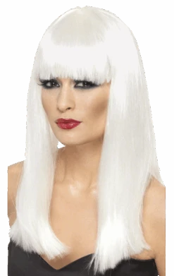 Smiffys Long White Wig With Fringe