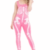 Womens Pink Skeleton Jumpsuit Costume