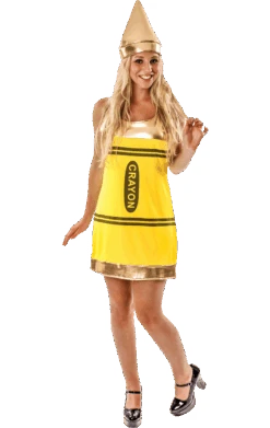Womens Yellow Crayon Dress Costume