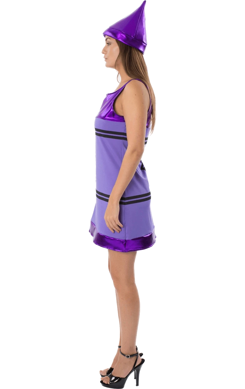 Womens Purple Crayon Dress Costume 2 Womens Purple Crayon Dress Costume - Image 2