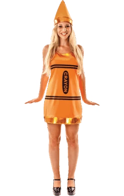 Womens Orange Crayon Dress Costume