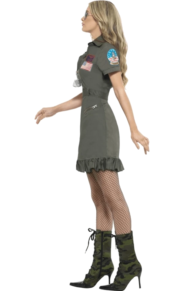 Smiffys Ladies Deluxe Top Gun Dress Costume 2 Smiffys Ladies Deluxe Top Gun Dress Costume - Image 2