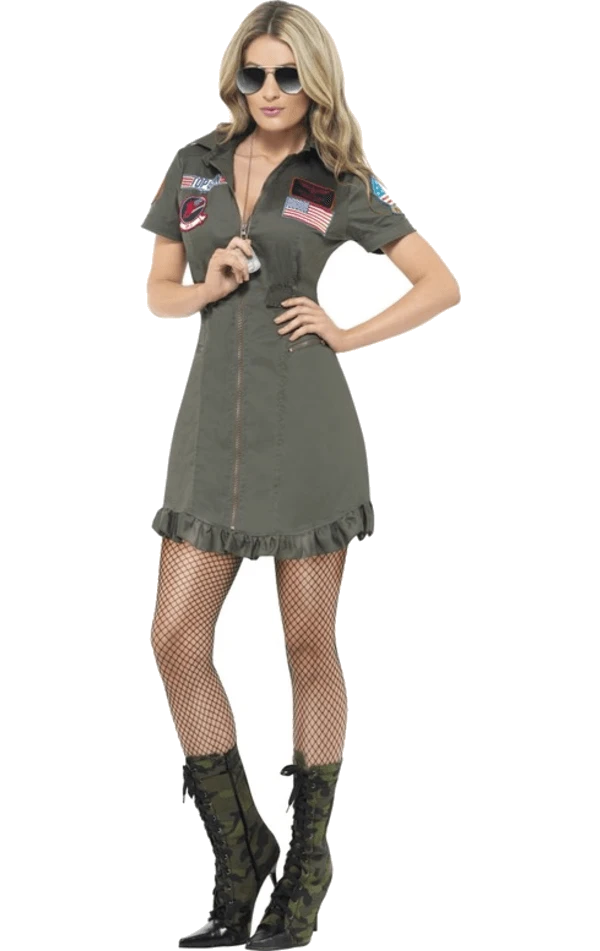 Smiffys Ladies Deluxe Top Gun Dress Costume 1 Smiffys Ladies Deluxe Top Gun Dress Costume