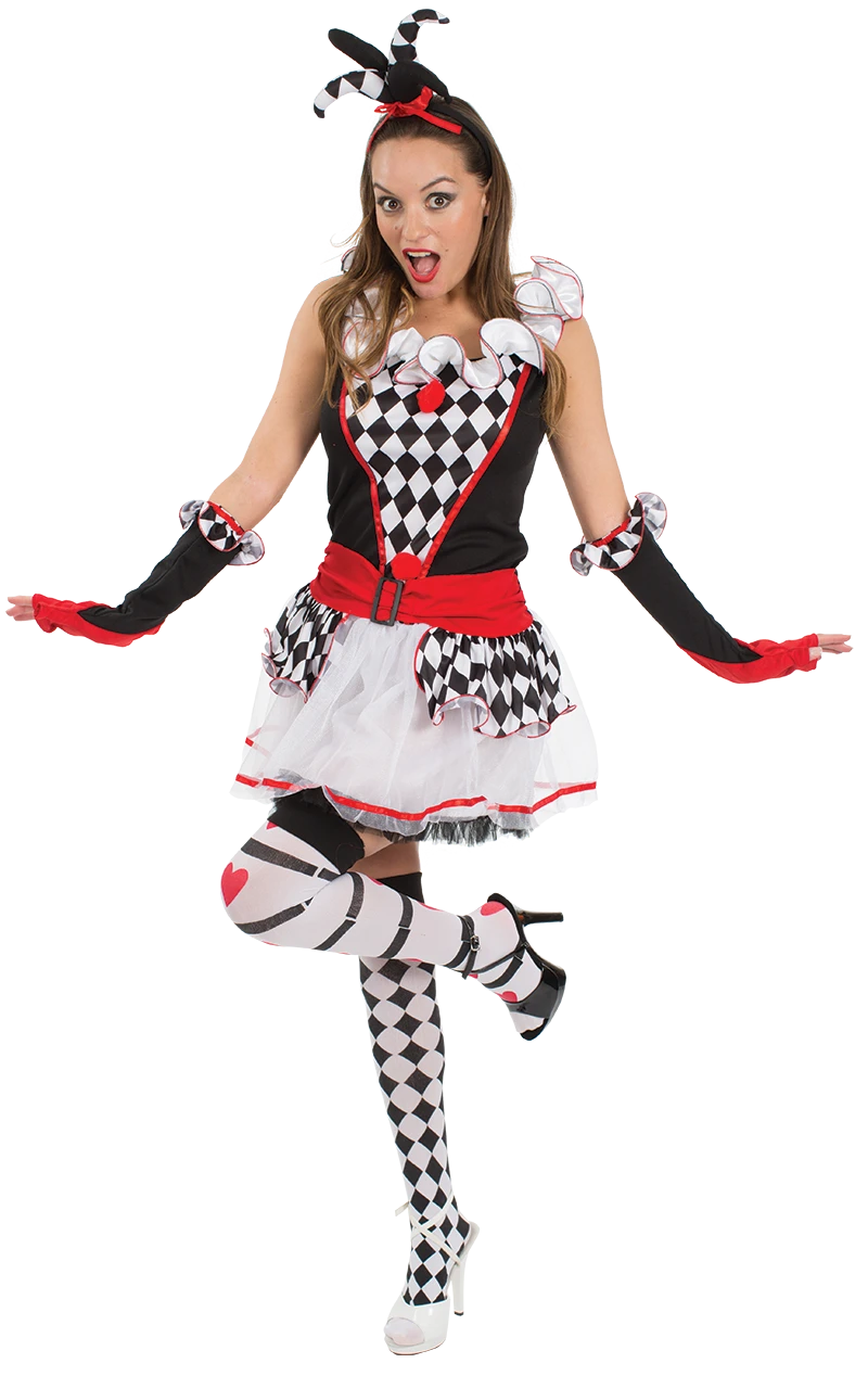 Ladies Harlequin Jester Costume 1 Ladies Harlequin Jester Costume