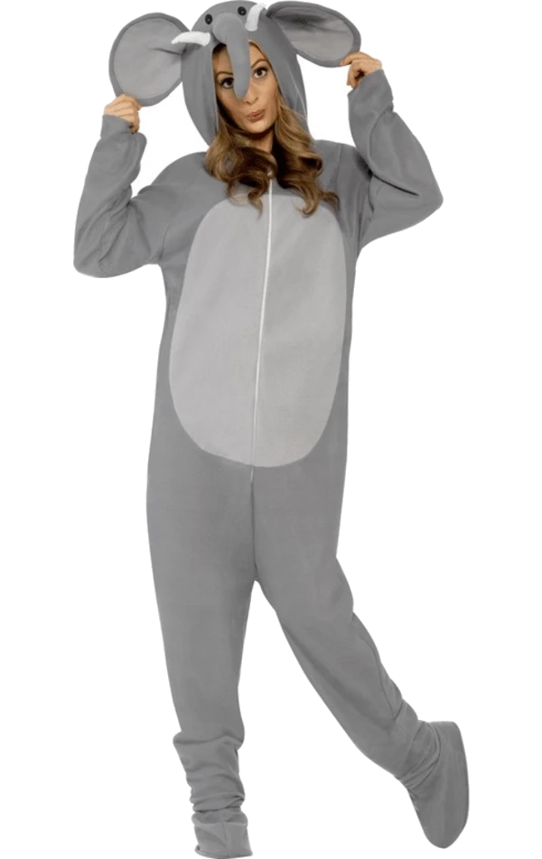 Smiffys Adult Elephant Onesie Costume 1 Smiffys Adult Elephant Onesie Costume