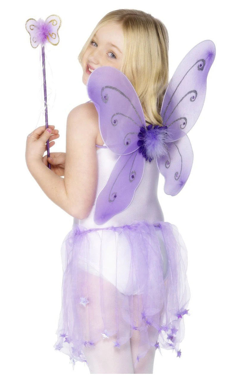 Smiffys Purple Butterfly Wings And Wand 1 Smiffys Purple Butterfly Wings And Wand