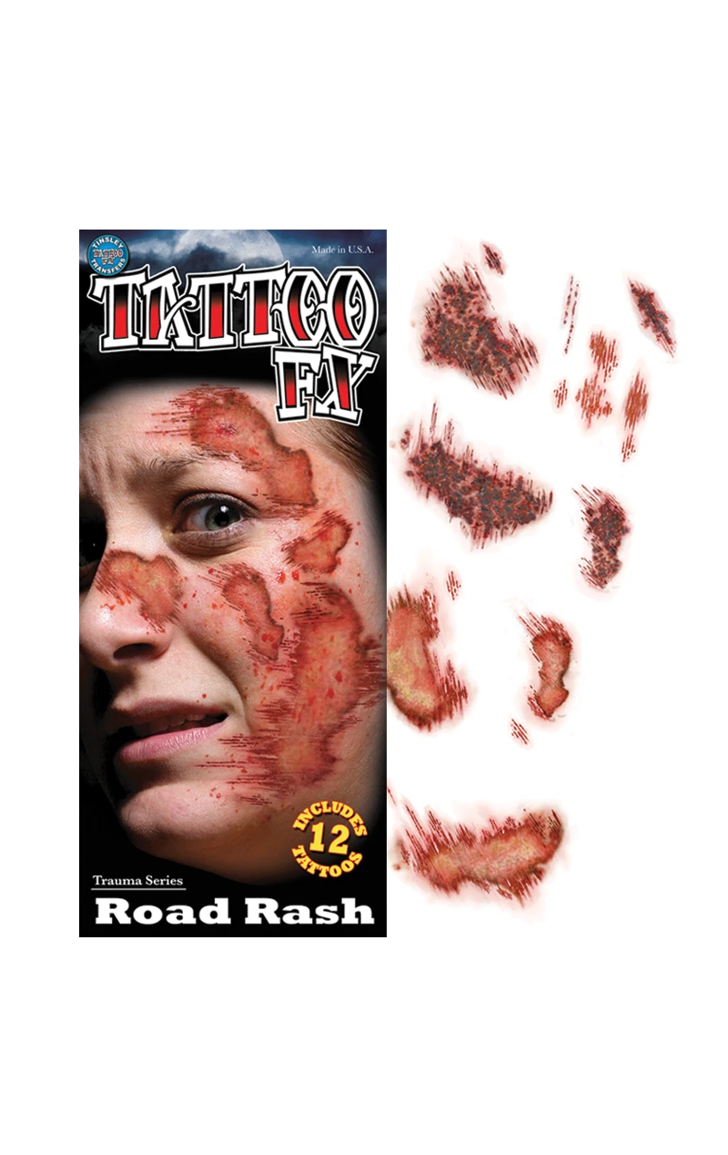 Road Rash Temporary Tattoos 1 Road Rash Temporary Tattoos