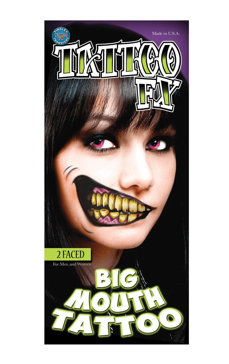 Two Faced Mouth Tattoo Accessory 1 Two Faced Mouth Tattoo Accessory