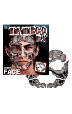 Cyborg Face Tattoo Accessory
