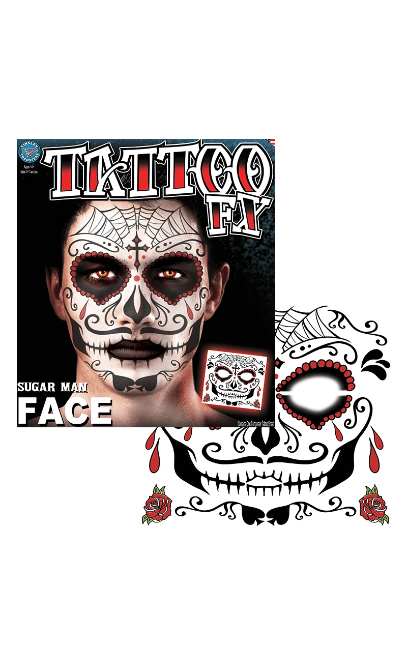 Day Of The Dead Face Tattoo 1 Day Of The Dead Face Tattoo