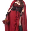 Womens Plus Size Dark Red Riding Hood Costume