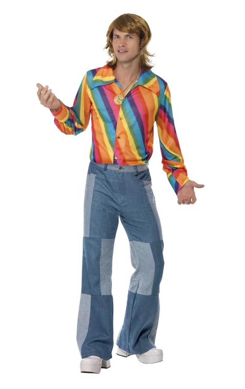 Smiffys Mens 70s Rainbow Coloured Shirt 2 Smiffys Mens 70s Rainbow Coloured Shirt - Image 2
