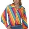 Smiffys Mens 70s Rainbow Coloured Shirt