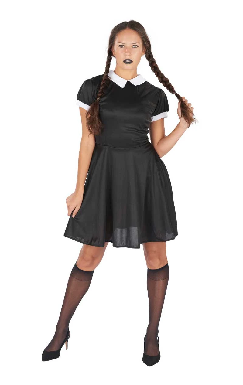 Womens 90s Wednesday Addams Costume 1 Womens 90s Wednesday Addams Costume