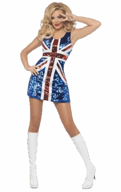 Smiffys Womens Sequin Union Jack Costume