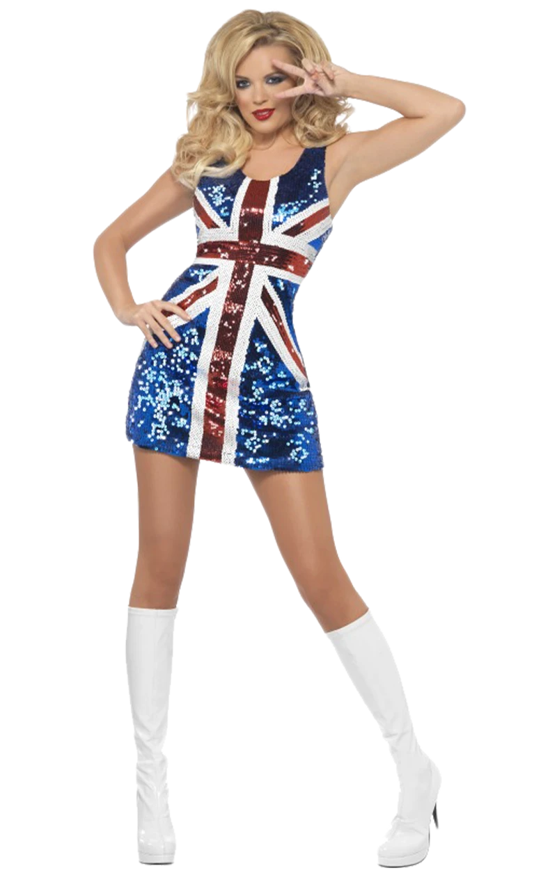 Smiffys Womens Sequin Union Jack Costume 1 Smiffys Womens Sequin Union Jack Costume