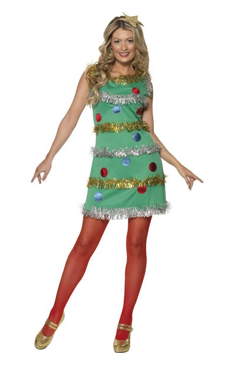 Smiffys Womens Christmas Tree Dress Costume 1 Smiffys Womens Christmas Tree Dress Costume