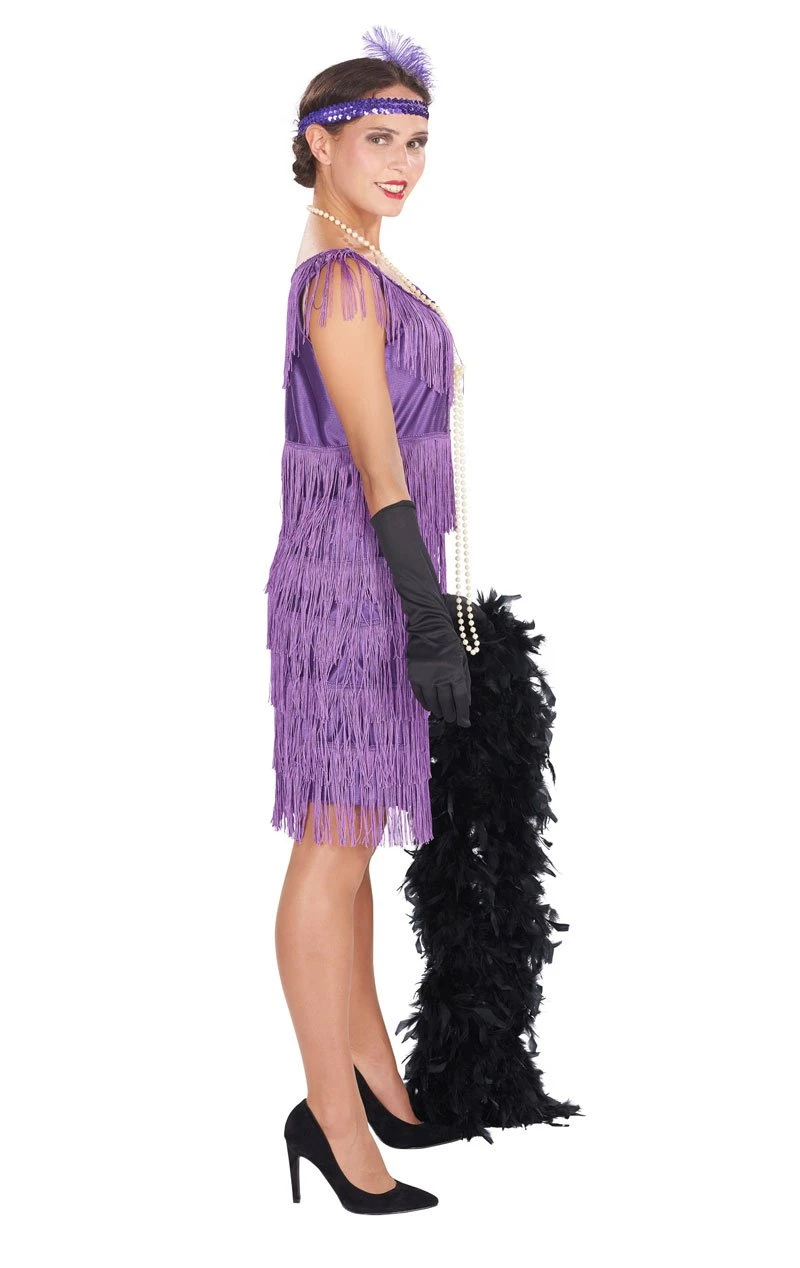 Womens 1920s Purple Flapper Costume 2 Womens 1920s Purple Flapper Costume - Image 2