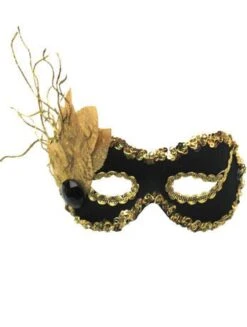GENERIC Black And Gold Masquerade Facepiece
