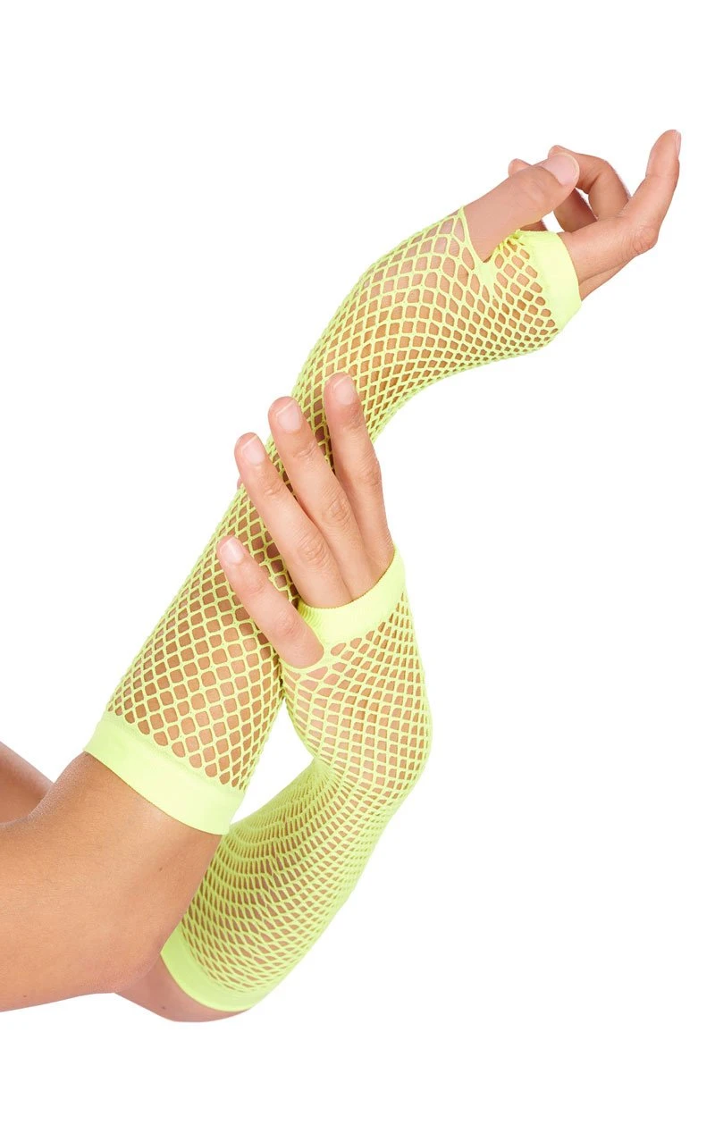 GENERIC Neon Yellow Fishnet Gloves 1 GENERIC Neon Yellow Fishnet Gloves