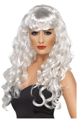 Smiffys Long Curly White Wig